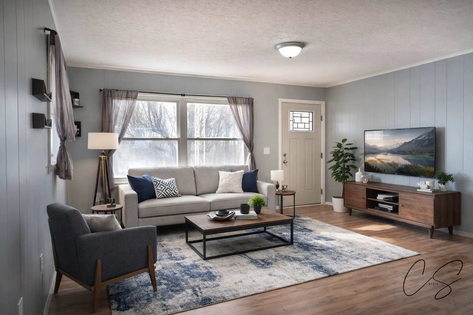 Room after virtual staging with furniture